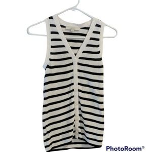 Women's Tank Black and White Striped Sweater Tank, Resort wear, striped tank top